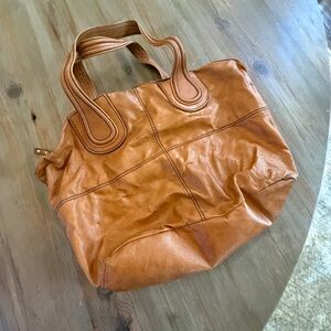 Kate Landry Cognac Leather Tote Bag